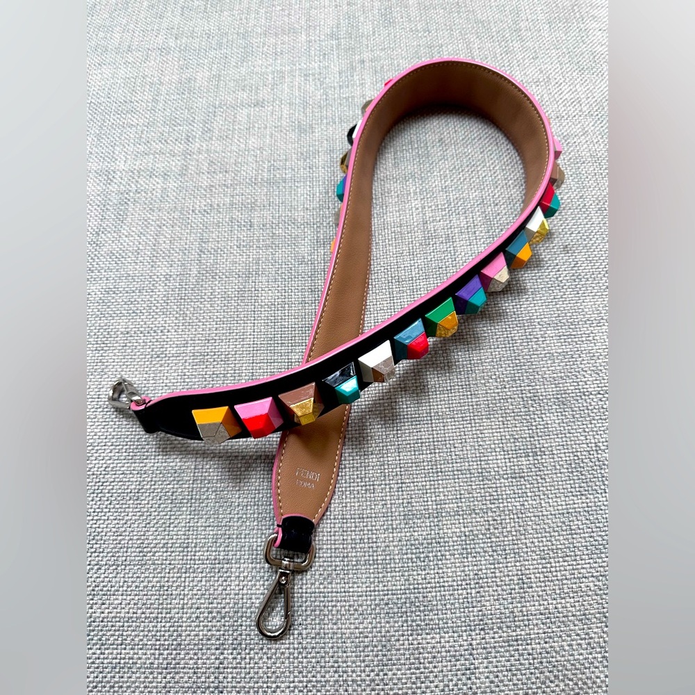Studded leather bag strap